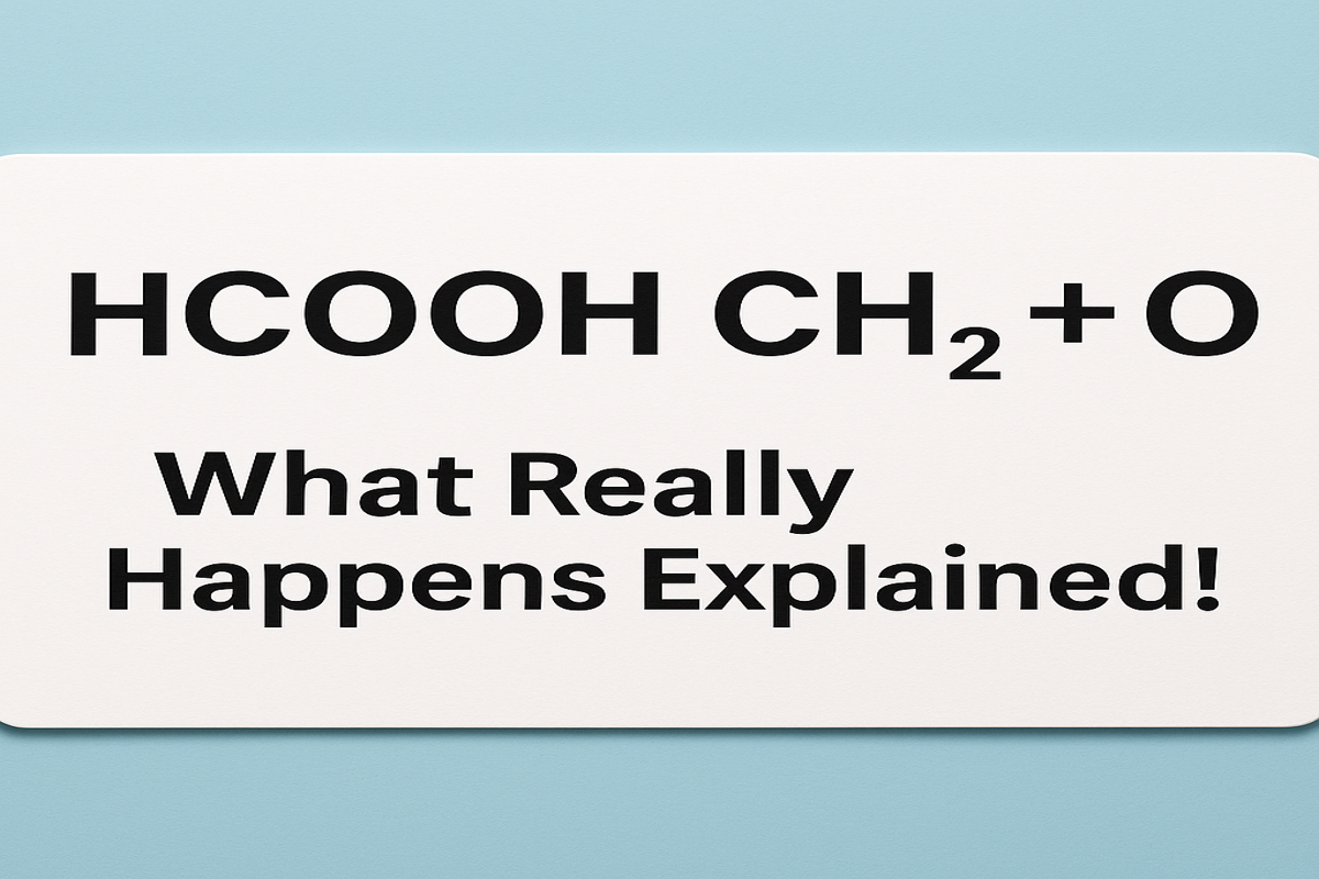 Chemical reaction HCOOH CH₂ + H₂O explained on a white card with blue background